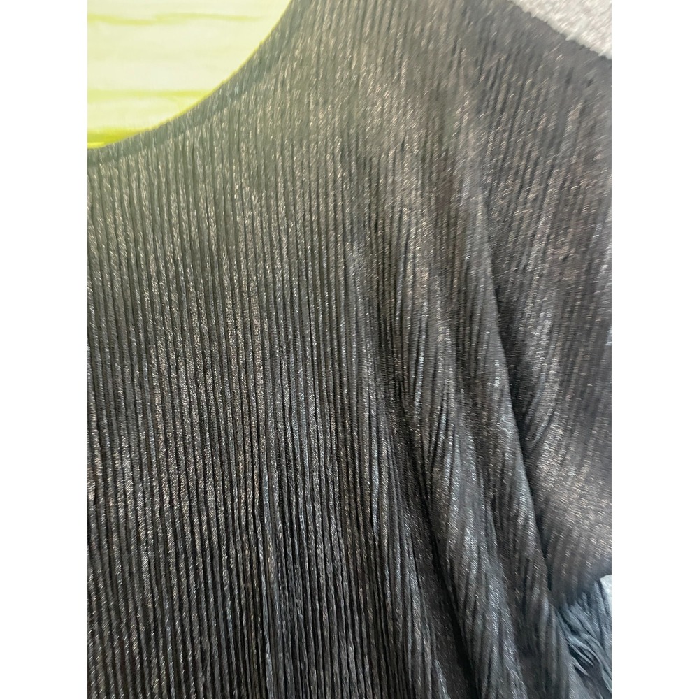 Lauren Lee Dressy Blouse, Size 24 Plus, Black and Shiny - Picture 2 of 6